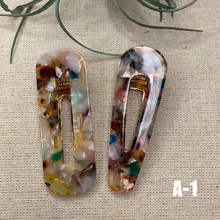 Load image into Gallery viewer, 2 Geometric Alligator Hair Barrettes Acrylic Resin Hair Clips