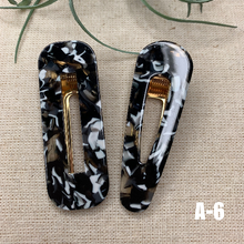 Load image into Gallery viewer, 2 Geometric Alligator Hair Barrettes Acrylic Resin Hair Clips