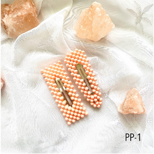 Load image into Gallery viewer, Beautiful Pearl Inspired Hair Clips Snap Barrettes 2 Pcs
