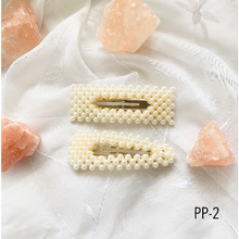 Load image into Gallery viewer, Beautiful Pearl Inspired Hair Clips Snap Barrettes 2 Pcs