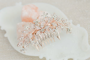 Rose gold  floral hair comb