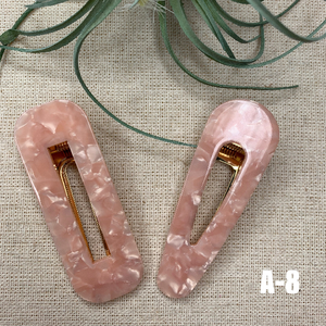 2 Geometric Alligator Hair Barrettes Acrylic Resin Hair Clips