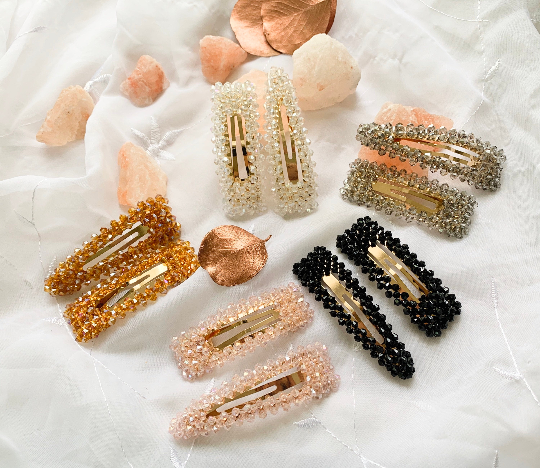 Beaded Hair Clips 2 pieces multiple colors.