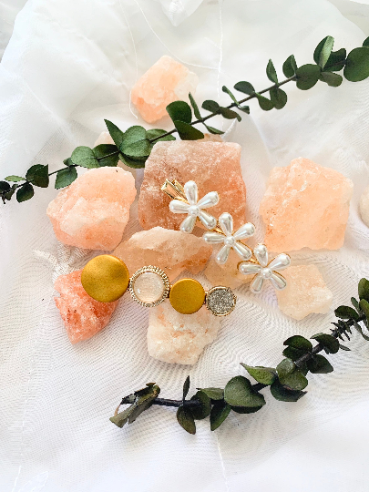 2 hair clips yellow and warm rhinestone colors