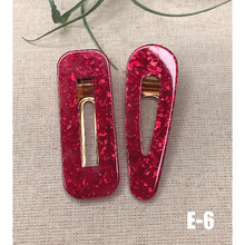 Load image into Gallery viewer, 2 Pcs Barrette Acrylic Resin Hair Clips Geometric Alligator Hair Barrettes
