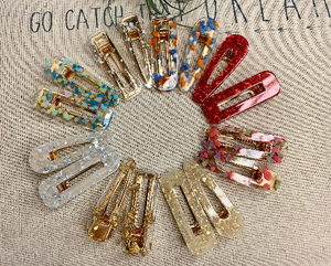 2 Pcs Barrette Acrylic Resin Hair Clips Geometric Alligator Hair Barrettes