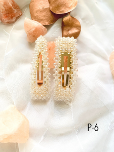 Clear beaded hair clips 2 pcs