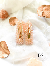 Load image into Gallery viewer, Clear beaded hair clips 2 pcs
