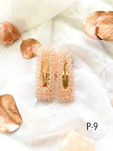 Clear beaded hair clips 2 pcs