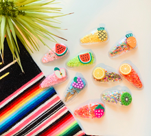 Load image into Gallery viewer, Fun fruits and veggie sequence hair clips
