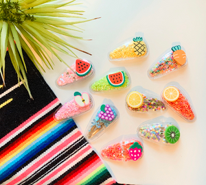 Fun fruits and veggie sequence hair clips