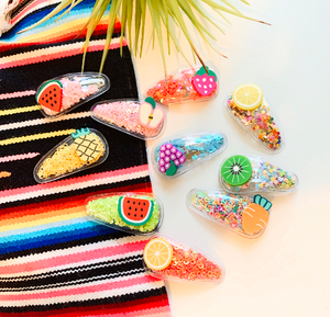 Fun fruits and veggie sequence hair clips