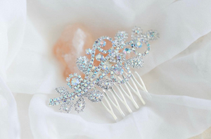 Rhinestone sprout vine with flowers and leaf Hair Comb