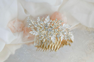 Gold floral hair comb