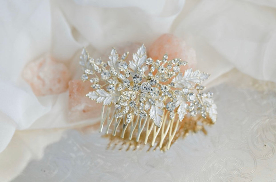 Gold floral hair comb